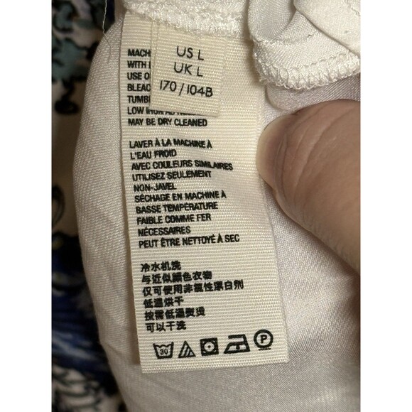 Free People Blue White Positano Print Peasant Floral Boho Blouse L/G, MSRP $128 - Picture 13 of 15